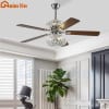 Quạt Trần Đèn chùm pha lê 5 Cánh Vân Gỗ Phòng Khách Phòng Ngủ Cao Cấp QT45 Ngân Tin