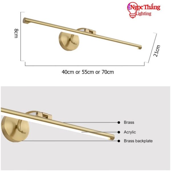 Đèn Rọi Tranh Rọi Gương 70cm Bảo Hành 24 Tháng Trang Trí Trong Nhà Led 3 Màu 15W RT5691 Ngọc Thắng - Hình ảnh 7