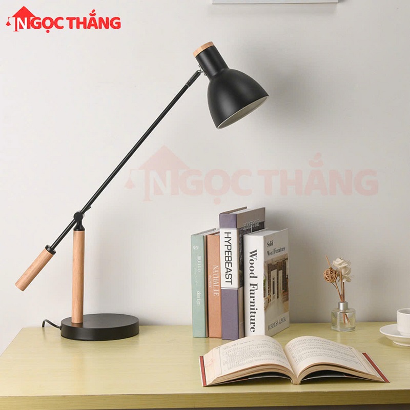 Đèn bàn phòng ngủ trang trí bàn làm việc DB14 Đen Ngọc Thắng (Kèm bóng Led 12W ánh sáng vàng) - Ảnh 3