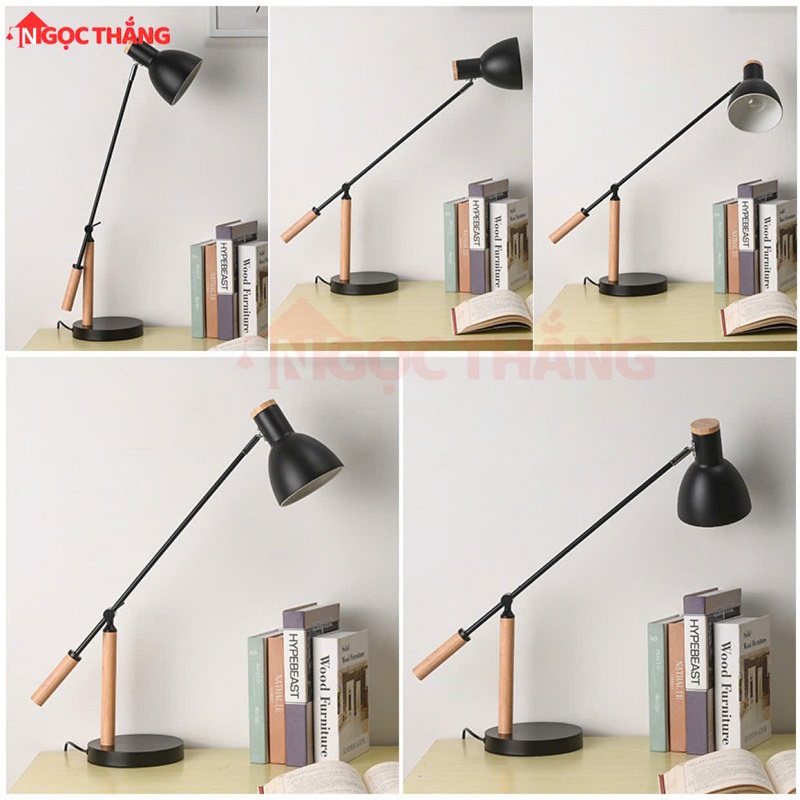Đèn bàn phòng ngủ trang trí bàn làm việc DB14 Đen Ngọc Thắng (Kèm bóng Led 12W ánh sáng vàng) - Ảnh 5