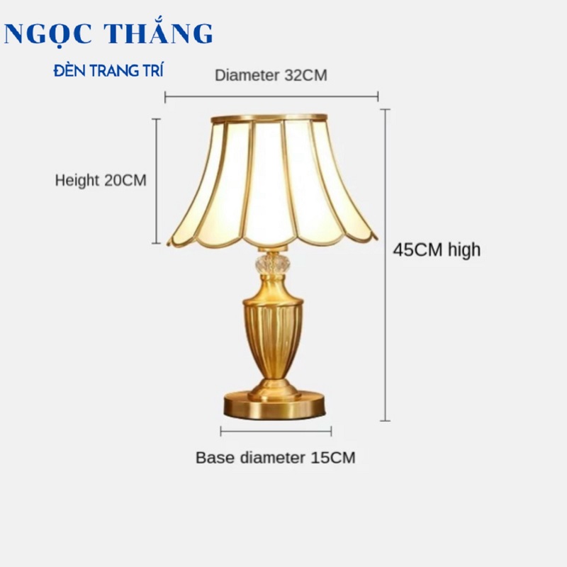 Đèn bàn thân đồng trang trí phòng khách phòng ngủ cao cấp ĐB5013 Ngọc Thắng Kèm Bóng Led 12W - Image 10
