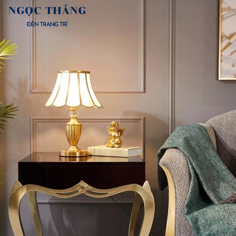 Đèn bàn thân đồng trang trí phòng khách phòng ngủ cao cấp ĐB5013 Ngọc Thắng Kèm Bóng Led 12W - Image 7