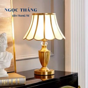 Đèn bàn thân đồng trang trí phòng khách phòng ngủ cao cấp ĐB5013 Ngọc Thắng Kèm Bóng Led 12W