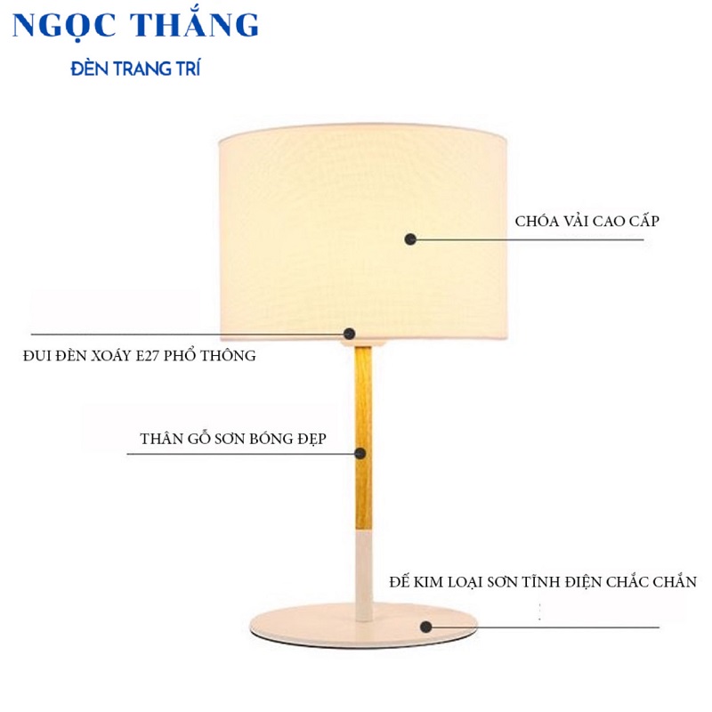 Đèn bàn Ø28cm x H40cm trang trí phòng ngủ DB597 Ngọc Thắng (Tặng bóng Led 4W ánh sáng vàng) - Image 9