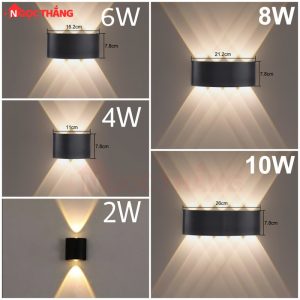 Đèn Led 8 Tia treo tường trang trí trong nhà ngoài trời Led 8W 220V VNT624 Ngọc Thắng
