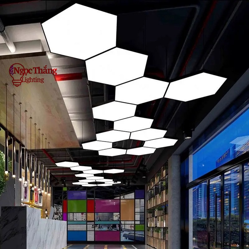 Đèn thả trần văn phòng 60cm hình lục giác và hình lục giác rỗng ánh sáng trắng 48W 220V MS01 Ngọc Thắng - Hình ảnh 11