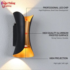Đèn Led treo tường hắt tường trang trí ngoài trời trong nhà cầu thang ánh sáng vàng Led 6W 220V VNT617 Ngọc Thắng - Ảnh 5
