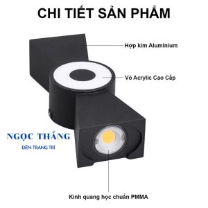 Đèn Led treo tường hắt tường trang trí ngoài trời trong nhà Led 12W 220V VNT6000 Ngọc Thắng - Ảnh 7