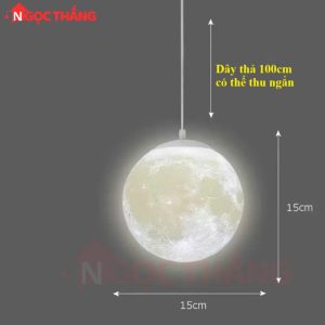 Alternative view of Đèn thả trần mặt trăng 20 25 30 40 trang trí phòng ngủ bàn ăn led 3 màu 220V 12W THD20 Ngọc Thắng