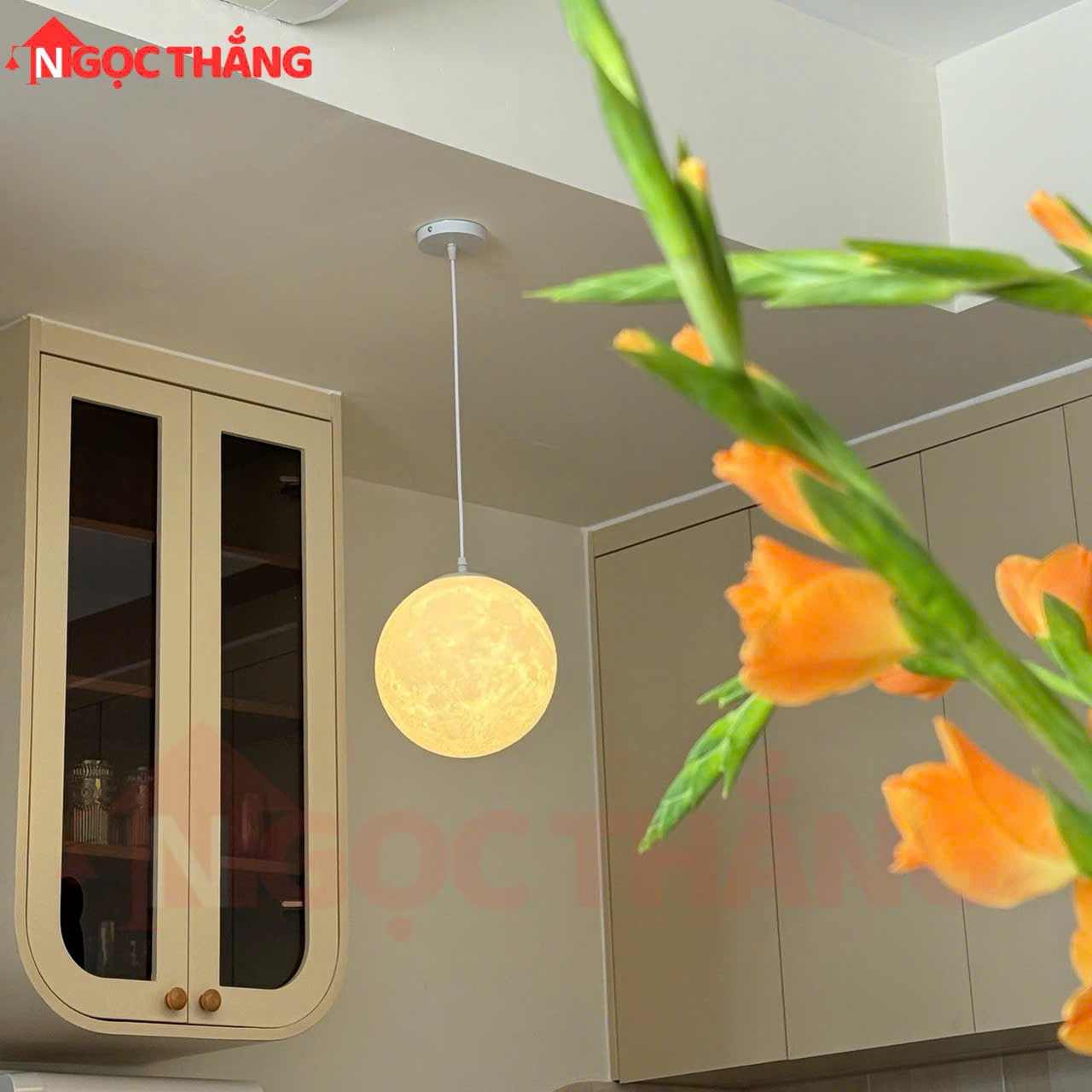 Đèn thả trần mặt trăng 20 25 30 40 trang trí phòng ngủ bàn ăn led 3 màu 220V 12W THD20 Ngọc Thắng - Image 7