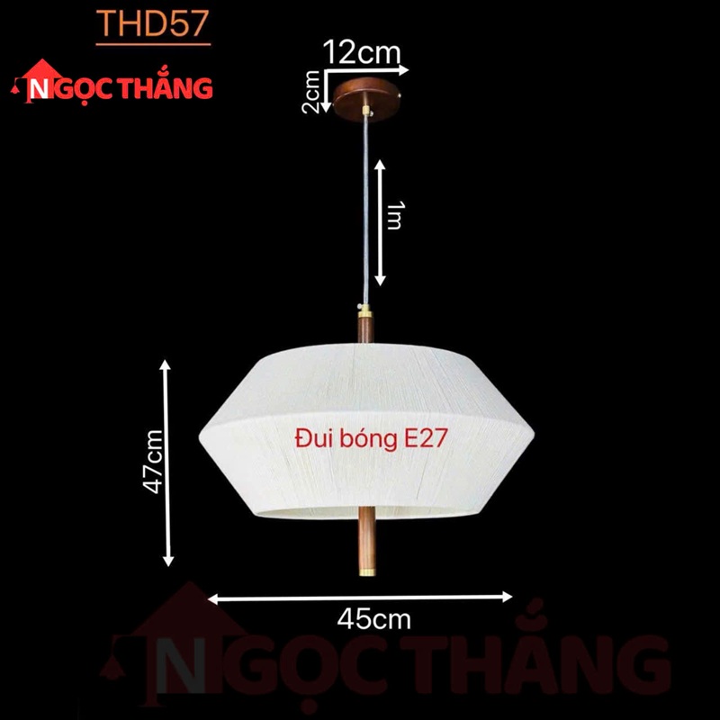 Đèn thả Vintage 45cm trang trí bàn ăn phòng ngủ phòng khách quán cafe THD57 Ngọc Thắng - Hình ảnh 8