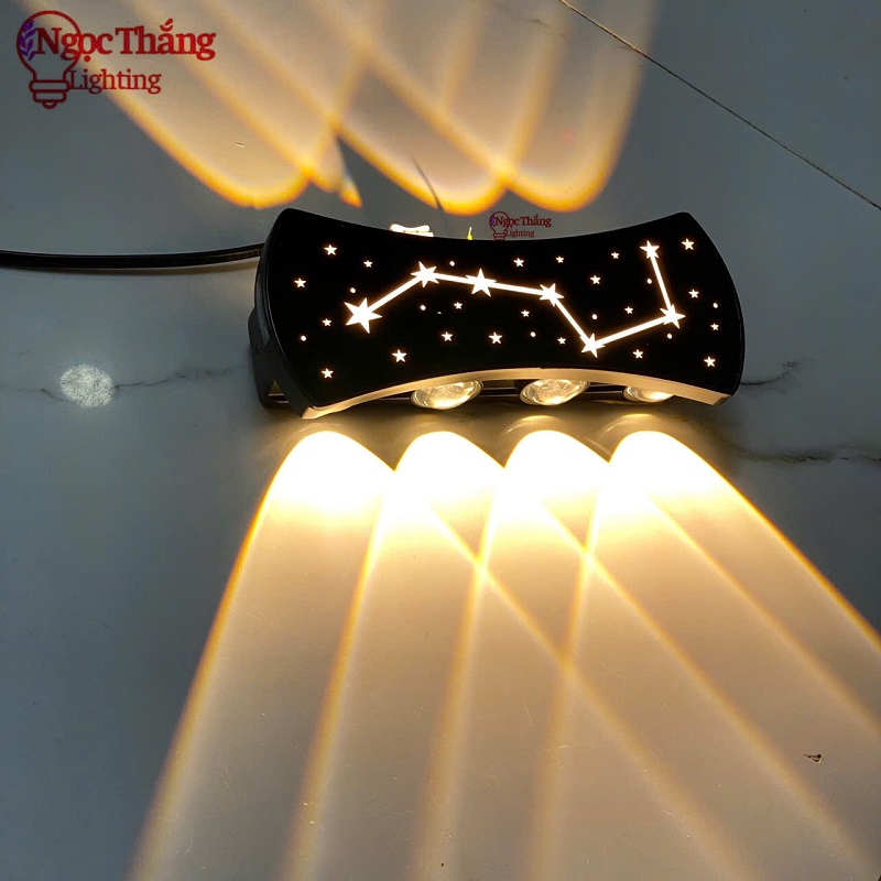 Đèn treo tường ngoài trời hắt 8 tia trang trí cầu thang Led 15W 220V VNT970 Ngọc Thắng - Image 4