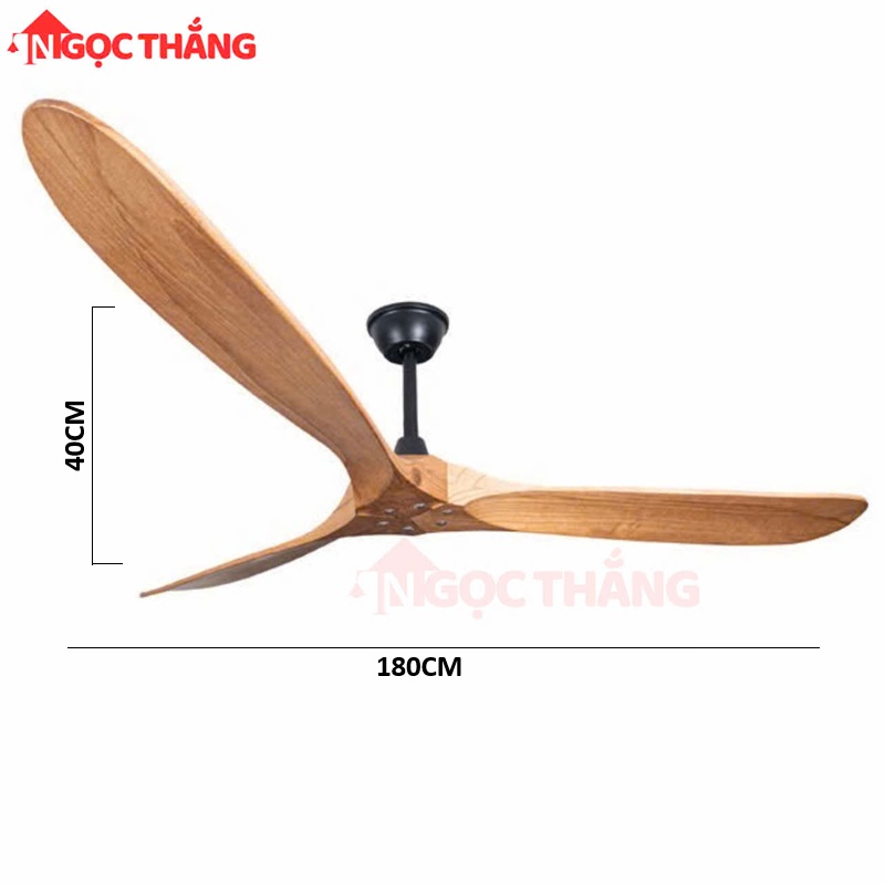 Quạt Trần 3 Cánh Gỗ 180cm Trang Trí Sảnh Phòng Khách Cao Cấp VF607 Ngọc Thắng Kèm Remote - Ảnh 2