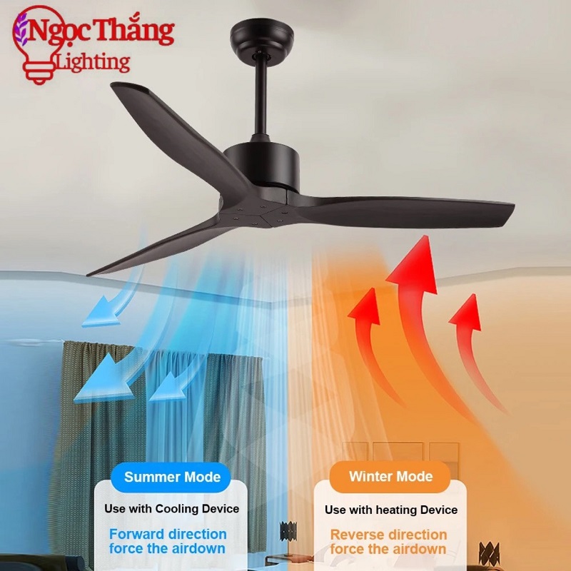 Quạt Trần 3 Cánh Gỗ Trang Trí Sảnh Phòng Khách Cao Cấp VF90 Ngọc Thắng (Kèm remote điều khiển từ xa) - Image 9