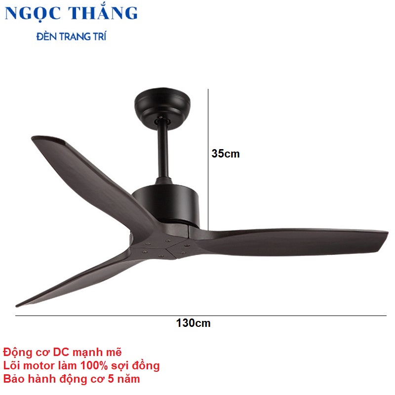 Quạt Trần 3 Cánh Gỗ Trang Trí Sảnh Phòng Khách Cao Cấp VF90 Ngọc Thắng (Kèm remote điều khiển từ xa) - Image 4
