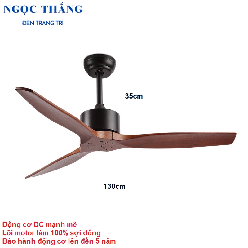 Quạt Trần 3 Cánh Gỗ Trang Trí Sảnh Phòng Khách Cao Cấp VF91 Ngọc Thắng (Kèm remote điều khiển từ xa) - Image 17