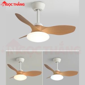 Quạt Trần 3 Cánh Nhựa Đèn Led 3 Màu Trang Trí Phòng Ngủ Phòng Bếp 20W VF424 Ngọc Thắng