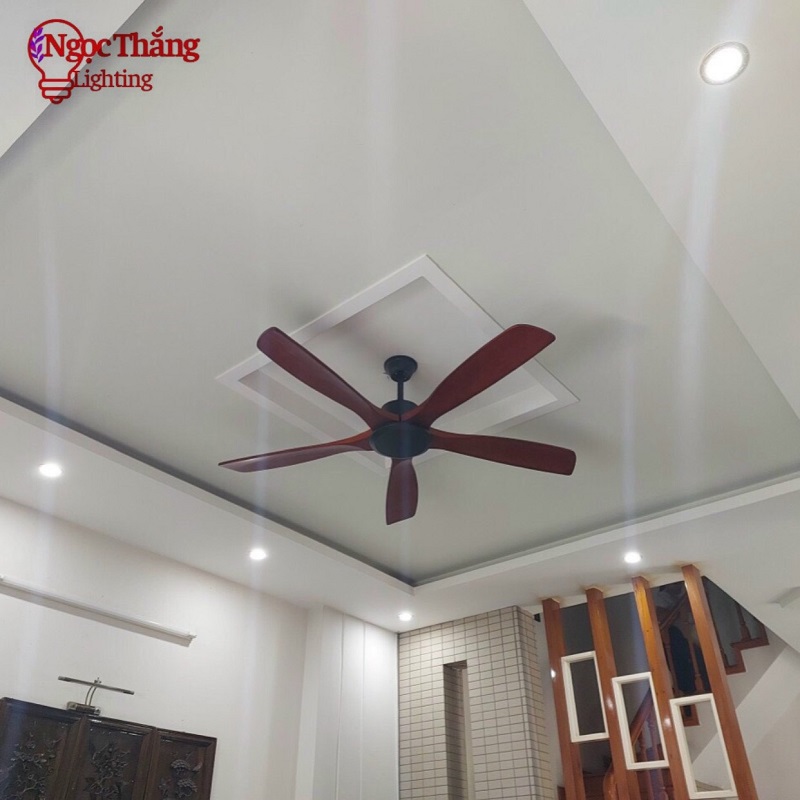 Quạt Trần 5 Cánh Gỗ Trang Trí Sảnh Phòng Khách Cao Cấp Bảo Hành 5 Năm VF76 Ngọc Thắng Kèm Remote - Image 7