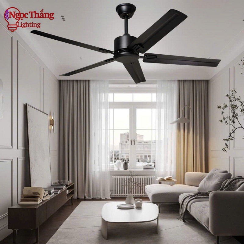 Quạt Trần 5 Cánh Sắt Trang Trí Sảnh Phòng Khách Phòng Ngủ Cao Cấp VF79 Ngọc Thắng Kèm Remote - Hình ảnh 11