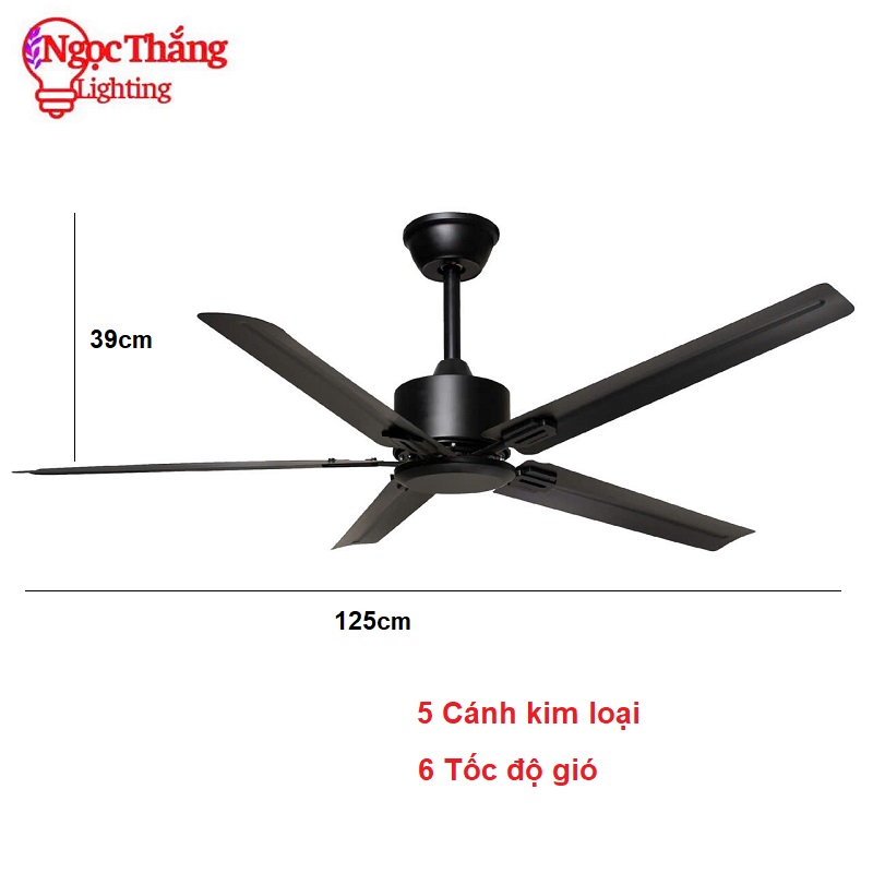 Quạt Trần 5 Cánh Sắt Trang Trí Sảnh Phòng Khách Phòng Ngủ Cao Cấp VF79 Ngọc Thắng Kèm Remote - Hình ảnh 7