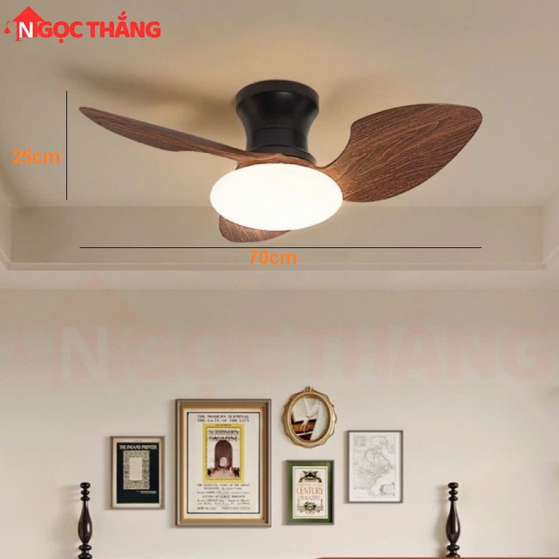 Quạt Trần 3 Cánh Nhựa Đèn Led 3 Chế Độ Màu Trang Trí Phòng Ngủ Phòng Bếp VF904 Ngọc Thắng - Image 5