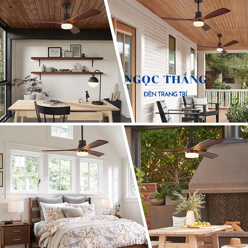 Quạt Trần Đèn Led 3 Cánh Gỗ Trang Trí Sảnh Phòng Khách Cao Cấp QT2010 Ngọc Thắng (Kèm remote điều khiển từ xa) - Hình ảnh 14