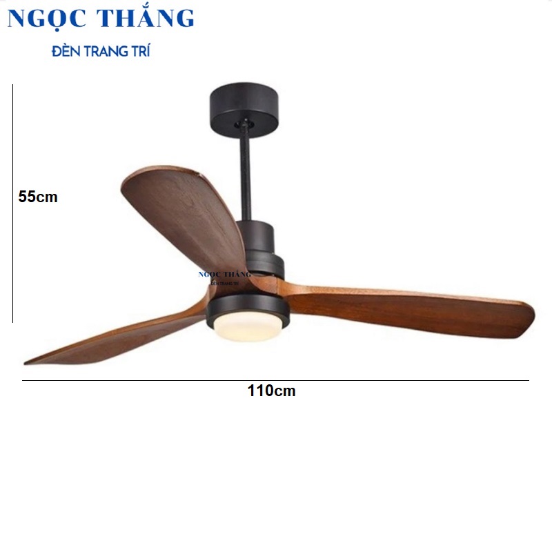 Quạt Trần Đèn Led 3 Cánh Gỗ Trang Trí Sảnh Phòng Khách Cao Cấp QT2010 Ngọc Thắng (Kèm remote điều khiển từ xa) - Hình ảnh 2