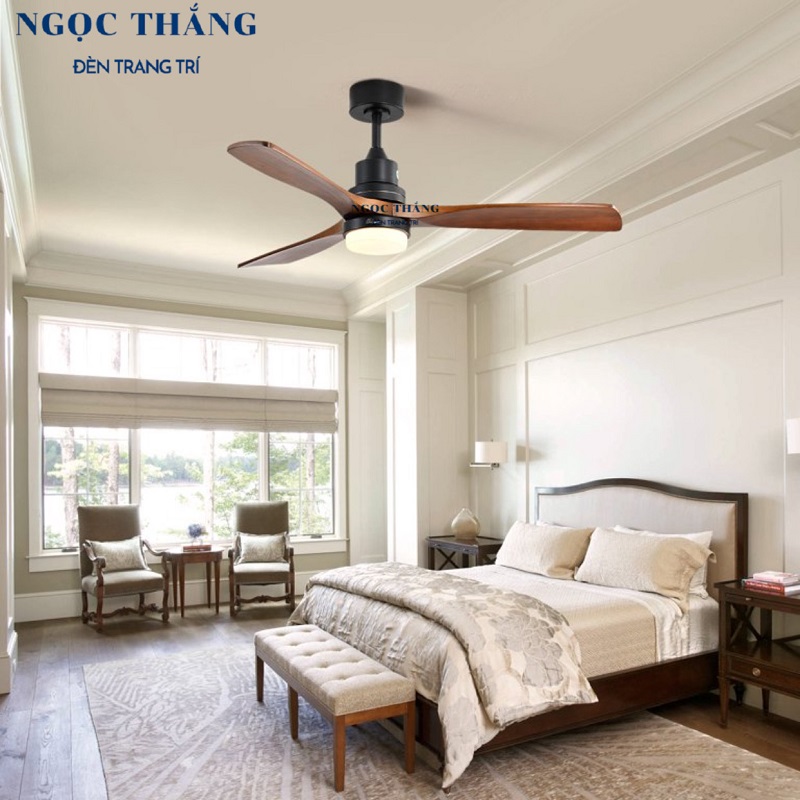 Quạt Trần Đèn Led 3 Cánh Gỗ Trang Trí Sảnh Phòng Khách Cao Cấp QT2010 Ngọc Thắng (Kèm remote điều khiển từ xa) - Hình ảnh 5