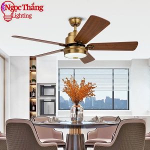Quạt Trần Đèn 5 Cánh Gỗ Trang Trí Sảnh Phòng Khách Cao Cấp QT2000 Ngọc Thắng (Kèm remote điều khiển từ xa) - Ảnh 3