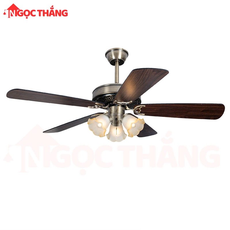 Quạt Trần Đèn 5 Cánh Gỗ Trang Trí Phòng Khách Cao Cấp VF108 Ngọc Thắng (Kèm remote điều khiển từ xa) - Image 2