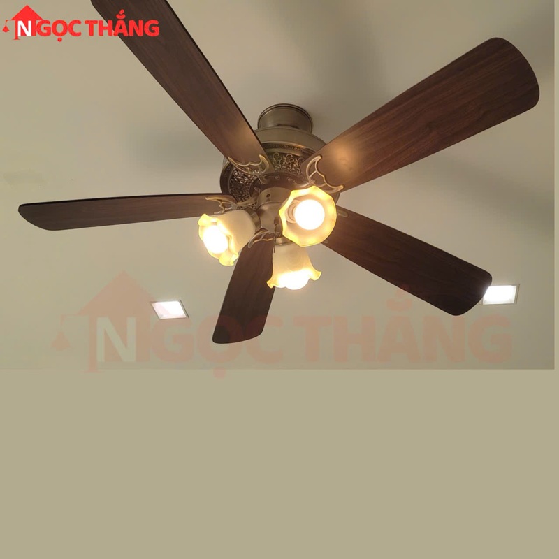 Quạt Trần Đèn 5 Cánh Gỗ Trang Trí Phòng Khách Cao Cấp VF108 Ngọc Thắng (Kèm remote điều khiển từ xa) - Image 4