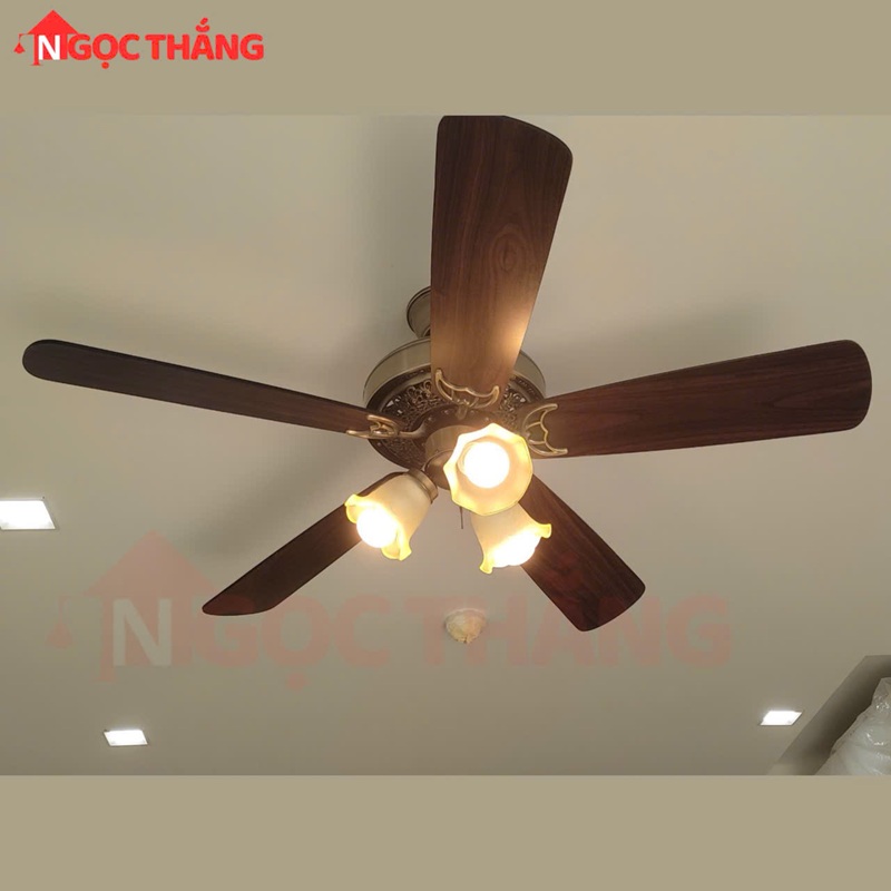 Quạt Trần Đèn 5 Cánh Gỗ Trang Trí Phòng Khách Cao Cấp VF108 Ngọc Thắng (Kèm remote điều khiển từ xa) - Image 5