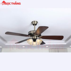 Quạt Trần Đèn 5 Cánh Gỗ Trang Trí Phòng Khách Cao Cấp VF108 Ngọc Thắng (Kèm remote điều khiển từ xa)