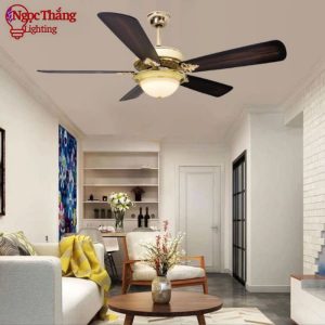 Quạt Trần Đèn 5 Cánh Gỗ Trang Trí Sảnh Phòng Khách Cao Cấp VF600 Ngọc Thắng