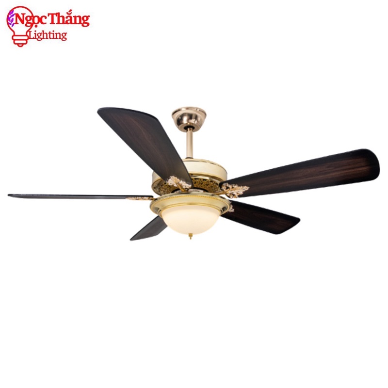Quạt Trần Đèn 5 Cánh Gỗ Trang Trí Sảnh Phòng Khách Cao Cấp VF600 Ngọc Thắng - Hình ảnh 3