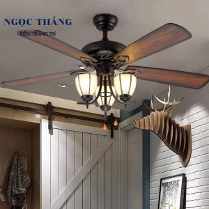Quạt Trần Đèn 5 Cánh Gỗ Trang Trí Phòng Khách Cao Cấp VF73 Ngọc Thắng (Kèm remote điều khiển từ xa) - Ảnh 5