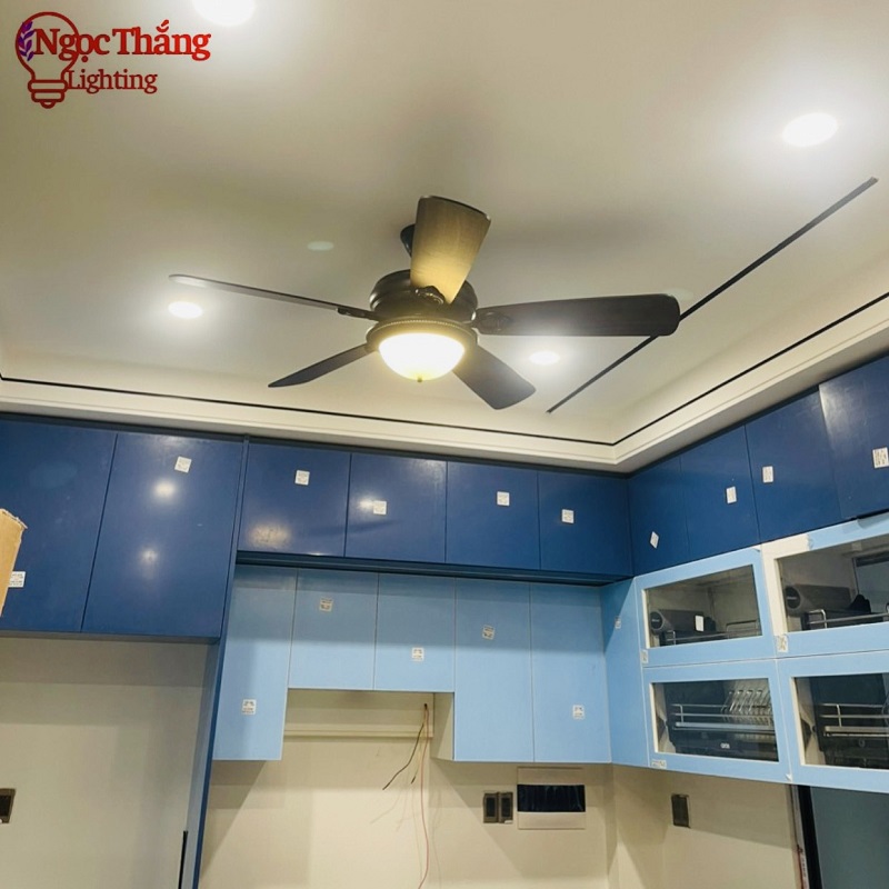Quạt Trần Đèn 5 Cánh Gỗ Trang Trí Sảnh Phòng Khách Cao Cấp VF73VF236 Ngọc Thắng (Kèm remote điều khiển từ xa)