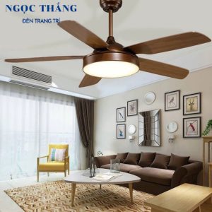 Quạt Trần Đèn 5 Cánh Nhựa Phòng Khách Phòng Ngủ Cao Cấp QT1537 Ngọc Thắng (Kèm remote điều khiển từ xa)