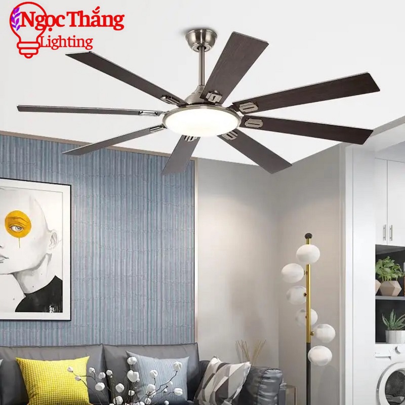 Quạt Trần Đèn 8 Cánh Gỗ Trang Trí Sảnh Phòng Khách Cao Cấp QT2723 Ngọc Thắng (Kèm remote điều khiển từ xa) - Image 2