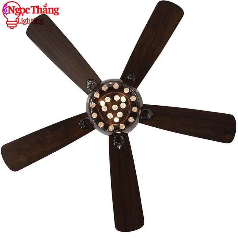 Quạt Trần Đèn Chùm Pha Lê 5 Cánh Gỗ Trang Trí Phòng Khách Bảo Hành 5 Năm VF110 Ngọc Thắng - Hình ảnh 12
