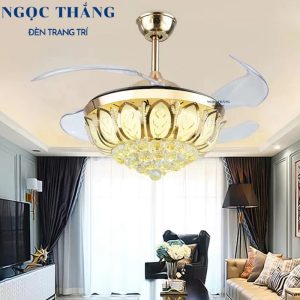 Quạt Trần Đèn Chùm Pha Lê Cánh Xếp Trang trí Phòng Khách Bảo Hành 5 Năm 42KSA200 QT1789 Ngọc Thắng