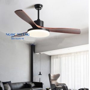 Quạt Trần Đèn Led 3 Cánh Gỗ Trang Trí Sảnh Phòng Khách Cao Cấp VF59 Ngọc Thắng (Tặng kèm remote điều khiển từ xa)