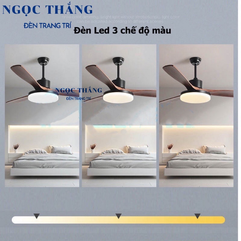Quạt Trần Đèn Led 3 Cánh Gỗ Trang Trí Sảnh Phòng Khách Cao Cấp VF59 Ngọc Thắng (Tặng kèm remote điều khiển từ xa) - Image 14
