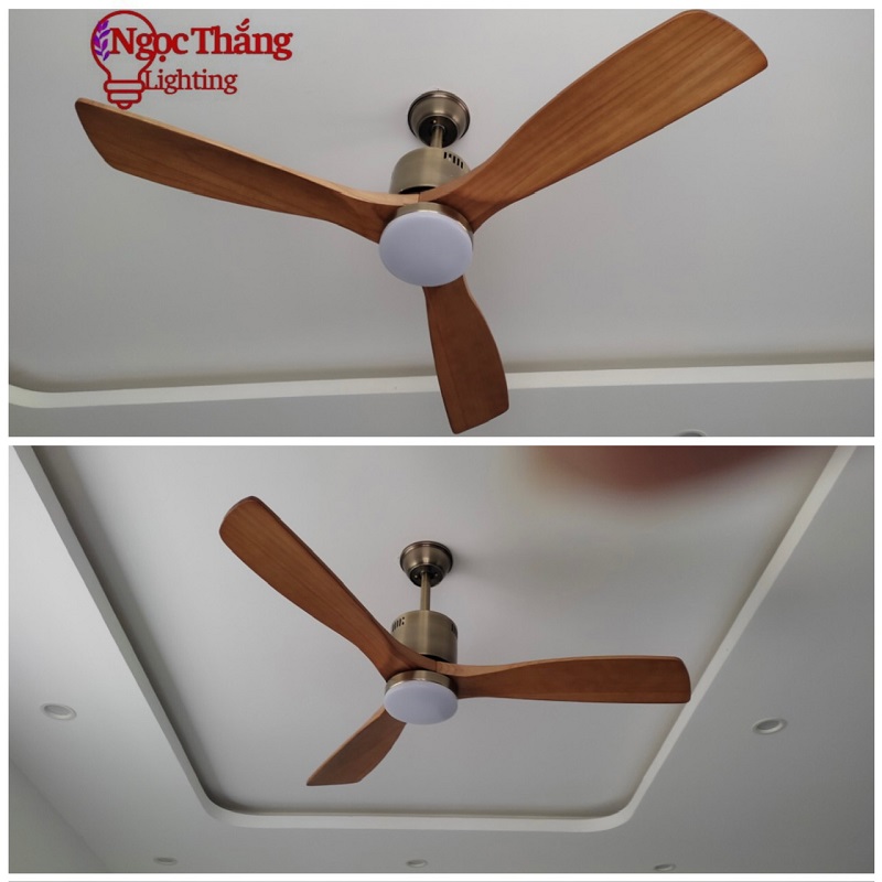 Quạt Trần Đèn Led 3 Cánh Gỗ Trang Trí Sảnh Phòng Khách Cao Cấp VF01 Ngọc Thắng (Tặng kèm remote) - Image 4