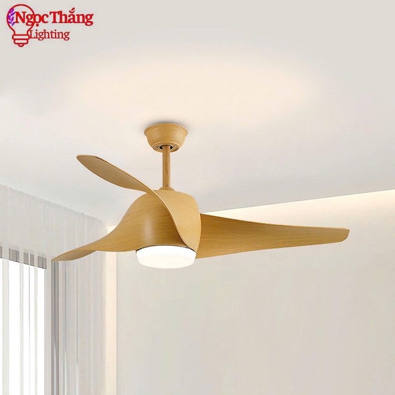 Quạt Trần Đèn Led 3 Cánh Nhựa ABS Trang Trí Sảnh Phòng Khách Cao Cấp VF427 Ngọc Thắng kèm remote
