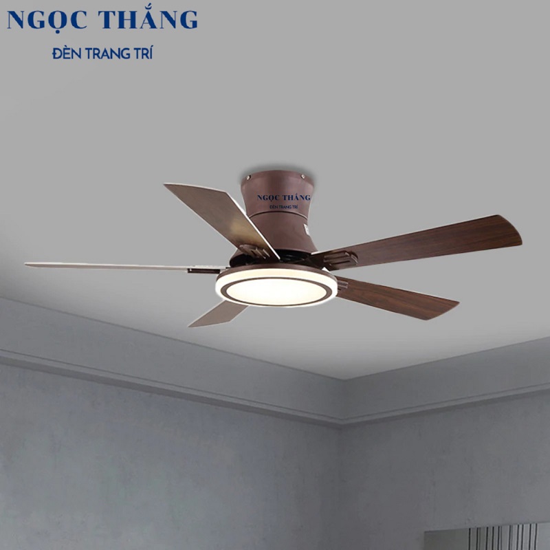 Quạt Trần Đèn 5 Cánh Gỗ Phòng Khách Phòng Ngủ Cao Cấp Led 3 Chế Độ Màu QT2745 Ngọc Thắng (Kèm remote điều khiển từ xa) - Image 2