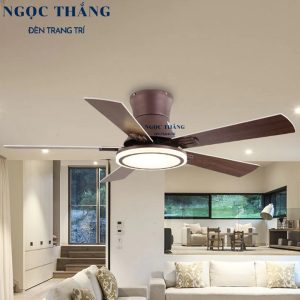 Quạt Trần Đèn 5 Cánh Gỗ Phòng Khách Phòng Ngủ Cao Cấp Led 3 Chế Độ Màu QT2745 Ngọc Thắng (Kèm remote điều khiển từ xa)