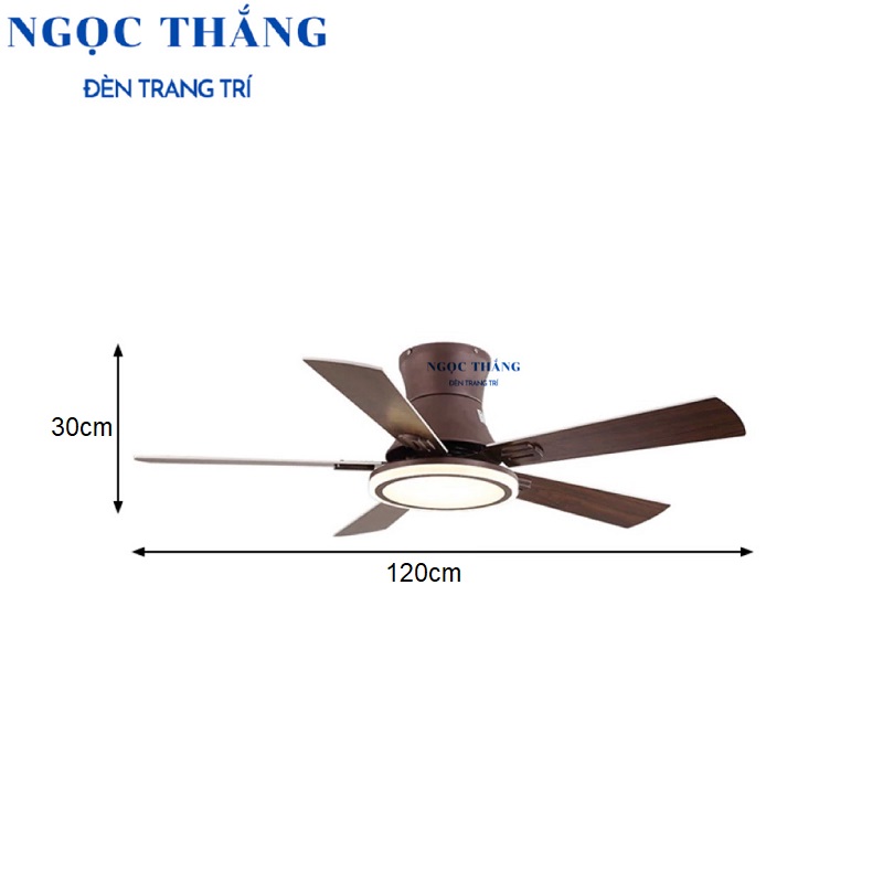 Quạt Trần Đèn 5 Cánh Gỗ Phòng Khách Phòng Ngủ Cao Cấp Led 3 Chế Độ Màu QT2745 Ngọc Thắng (Kèm remote điều khiển từ xa) - Image 5