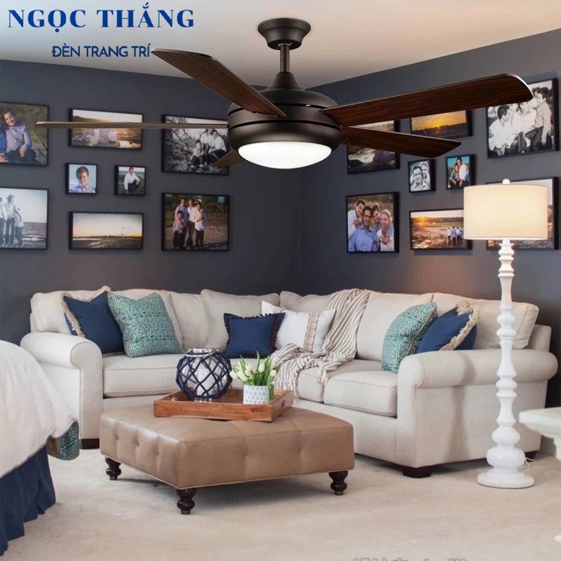 Quạt Trần Đèn Led 5 Cánh Gỗ Phòng Khách Phòng Ngủ Cao Cấp QT1870 Ngọc Thắng (Tặng kèm remote điều khiển từ xa) - Image 4