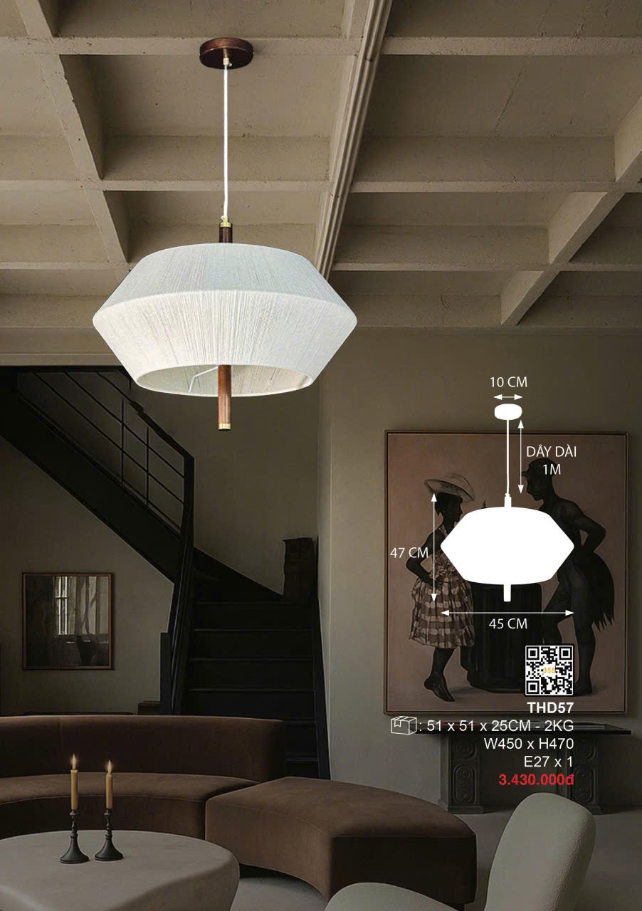 Đèn thả Vintage 45cm trang trí bàn ăn phòng ngủ phòng khách quán cafe THD57 Ngọc Thắng - Hình ảnh 11